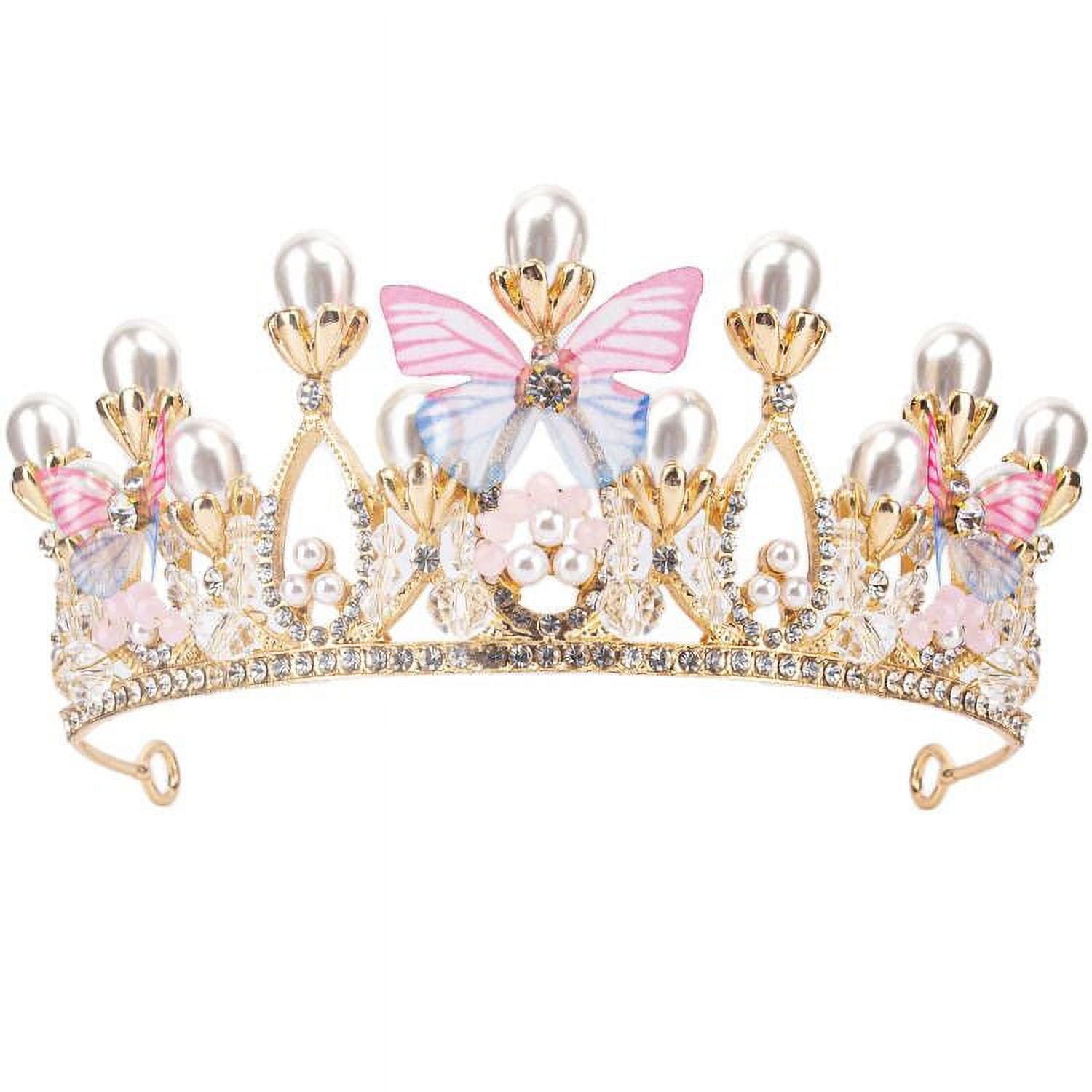 Princess Tiaras for Girls, Crystal Tiara Pearl Princess Crown Headband