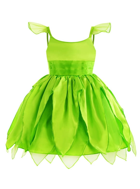 Princess Tinker Bell Costume for Toddler Girls Halloween Birthday Party Elf Fairy Cosplay Dress Up