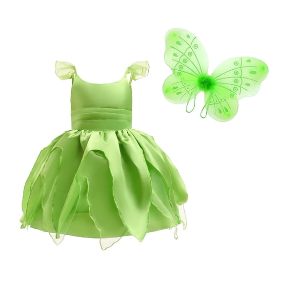 KAWELL Princess Green Costume Halloween Dress up Birthday Party Outfit