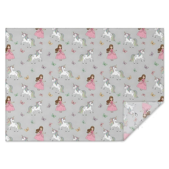 Princess Unicorn Butterfly Pattern Rectangle Tablecloth 60"x84",Waterproof Polyester Rectangle Table Cloth, Wipeable Spillproof Polyester Tablecloth for Dining, Camping, Indoor and Outdoor
