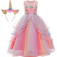 thumbnail image 1 of Princess Unicorn Dress for Girls with Headband Birthday Pageant Halloween Party Costume, 1 of 7