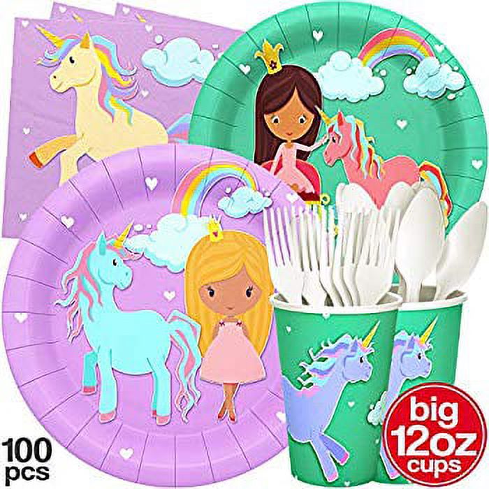 20Pcs Cartoon Unicorn Decorative Rainbow Paper Straw Birthday