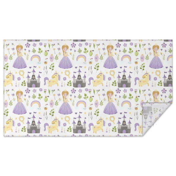 Princess Unicorn Pattern Rectangle Tablecloth 60"x102",Waterproof Polyester Rectangle Table Cloth, Wipeable Spillproof Polyester Tablecloth for Dining, Camping, Indoor and Outdoor