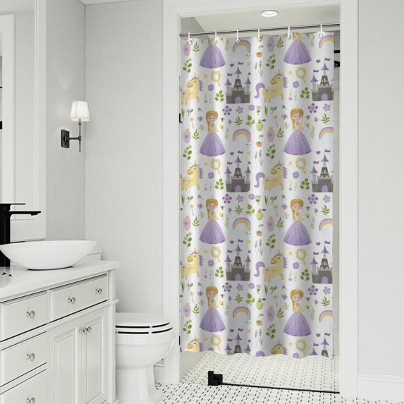 Princess Unicorn Pattern Shower Curtain 36"x72" ,Bathroom Decorative Shower Curtains Set with 12 Hooks,Modern Waterproof Washable Shower Curtain