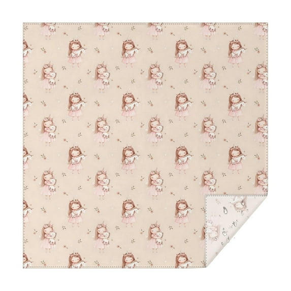 Princess with Unicorn Pattern Square Tablecloth,Waterproof Square Table Cover,Wipeable Spillproof Washable Table Cover for Home Kitchen Party Decor 42"X42"(107x107cm)