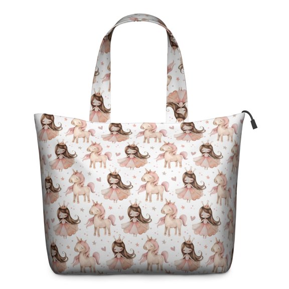 Princess Unicorn Pattern Travel Tote Bags for Women Carry On,Large Weekender Bags for Women Travel,Multi Functional Duffle Bag for Work,Shopping,Sports
