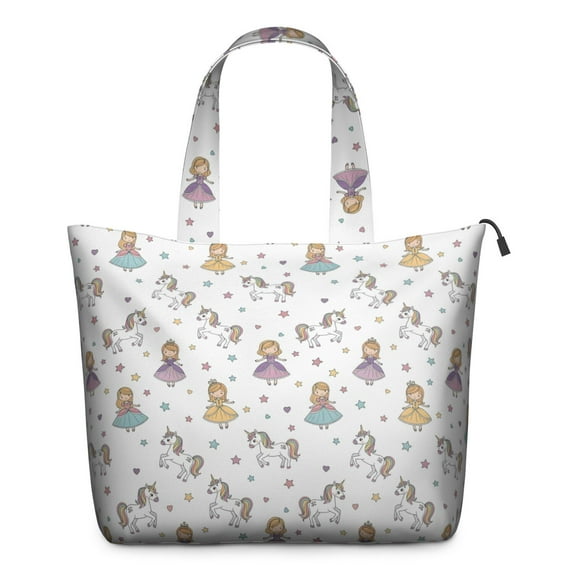Princess Unicorn Star Pattern Travel Tote Bags for Women Carry On,Large Weekender Bags for Women Travel,Multi Functional Duffle Bag for Work,Shopping,Sports