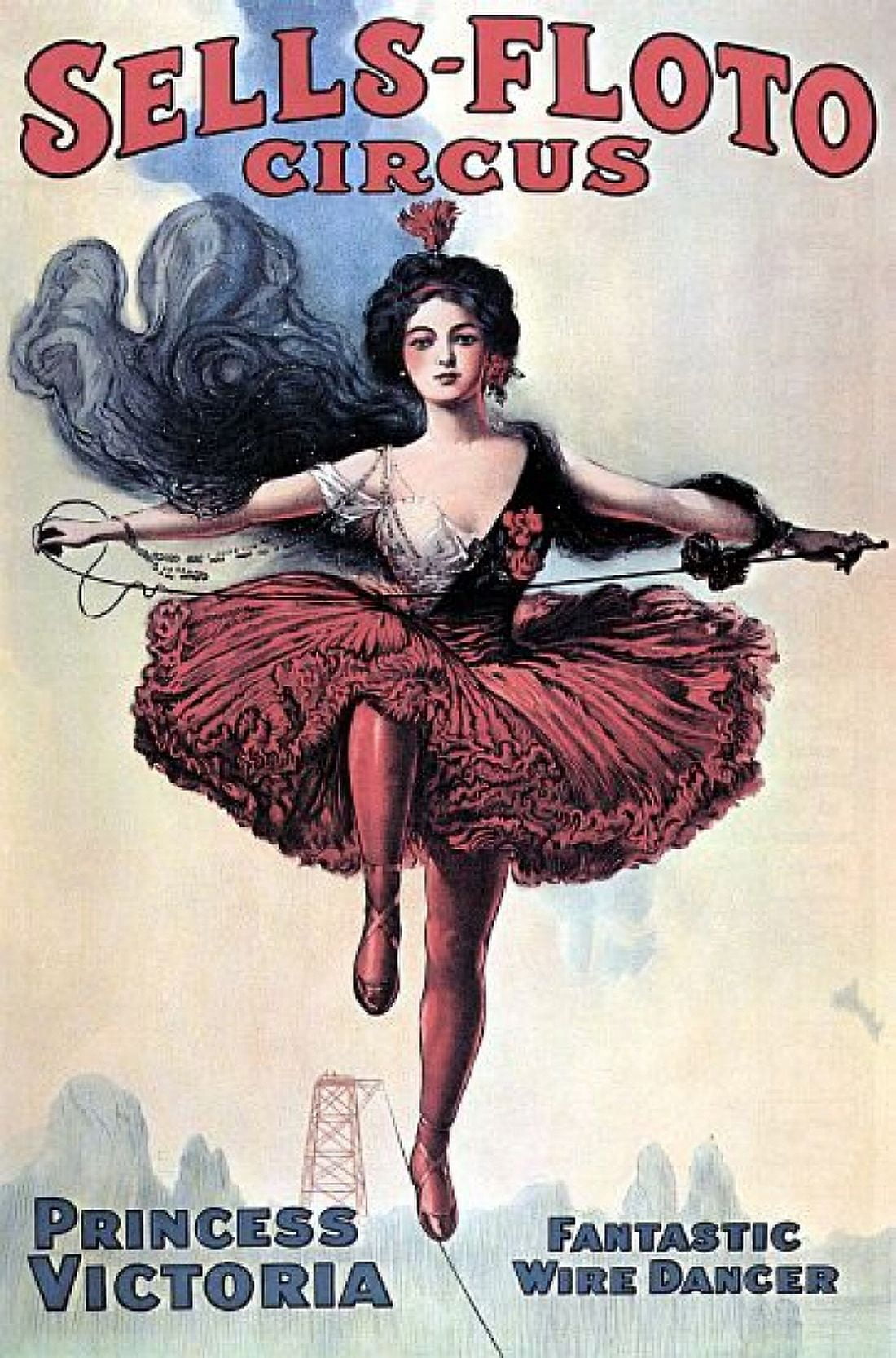 Princess Victoria High Wire Dancer Sells Floto Circus Canvas Art - (24 x 36)