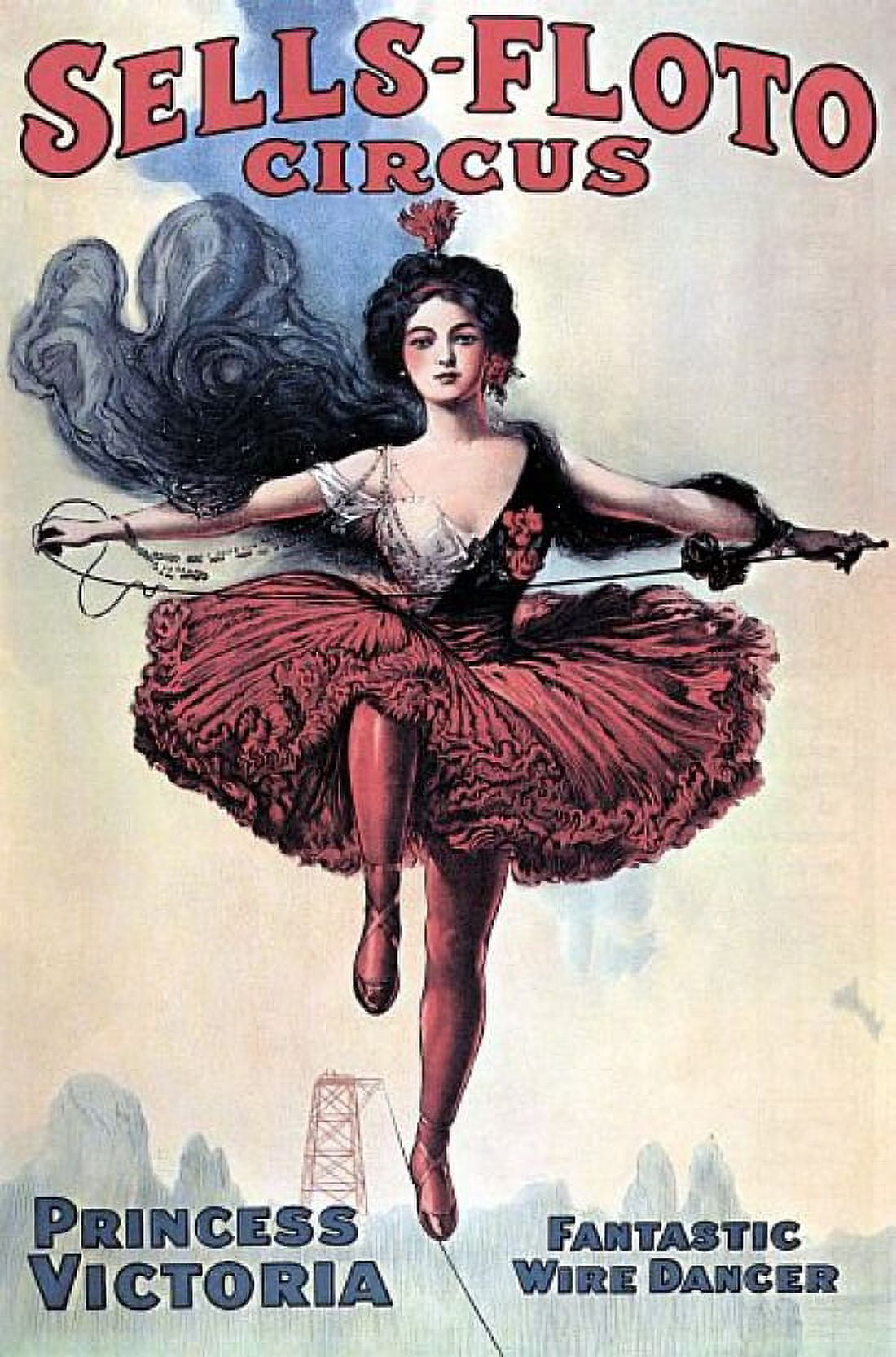 Princess Victoria High Wire Dancer Sells Floto Circus Canvas Art - (36 x 54)