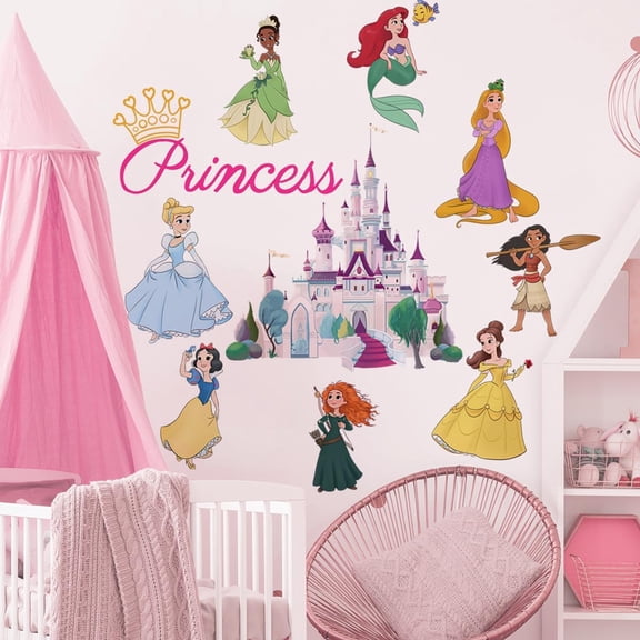Princess Wall Decals for Girls Bedroom Crown Castle Wall Art Stickers Kids Baby Nursery Home Decor
