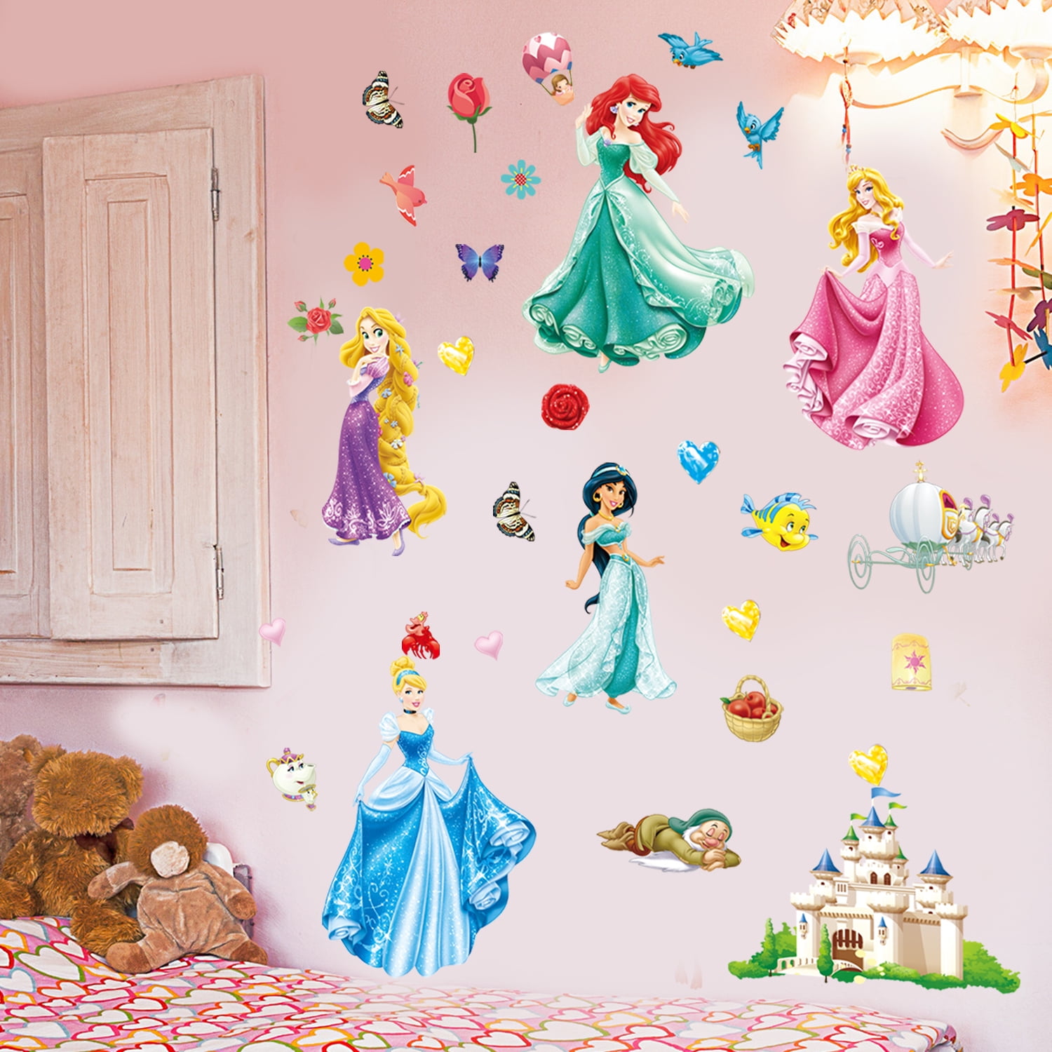Princess Wall Stickers for Kids, Cartoon Character Stickers for ...