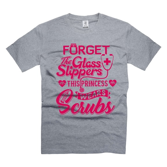 Princess Wear Scrubs Shirt Nurse Scrubs Shirt Nurse Funny Shirt Mother's Day Nurse Shirt (Small Grey)