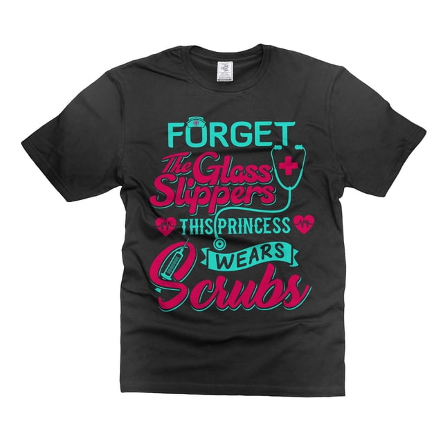 Princess Wear Scrubs Shirt Nurse Scrubs Shirt Nurse Funny Shirt Mother's Day Nurse Shirt (X-Large Black)