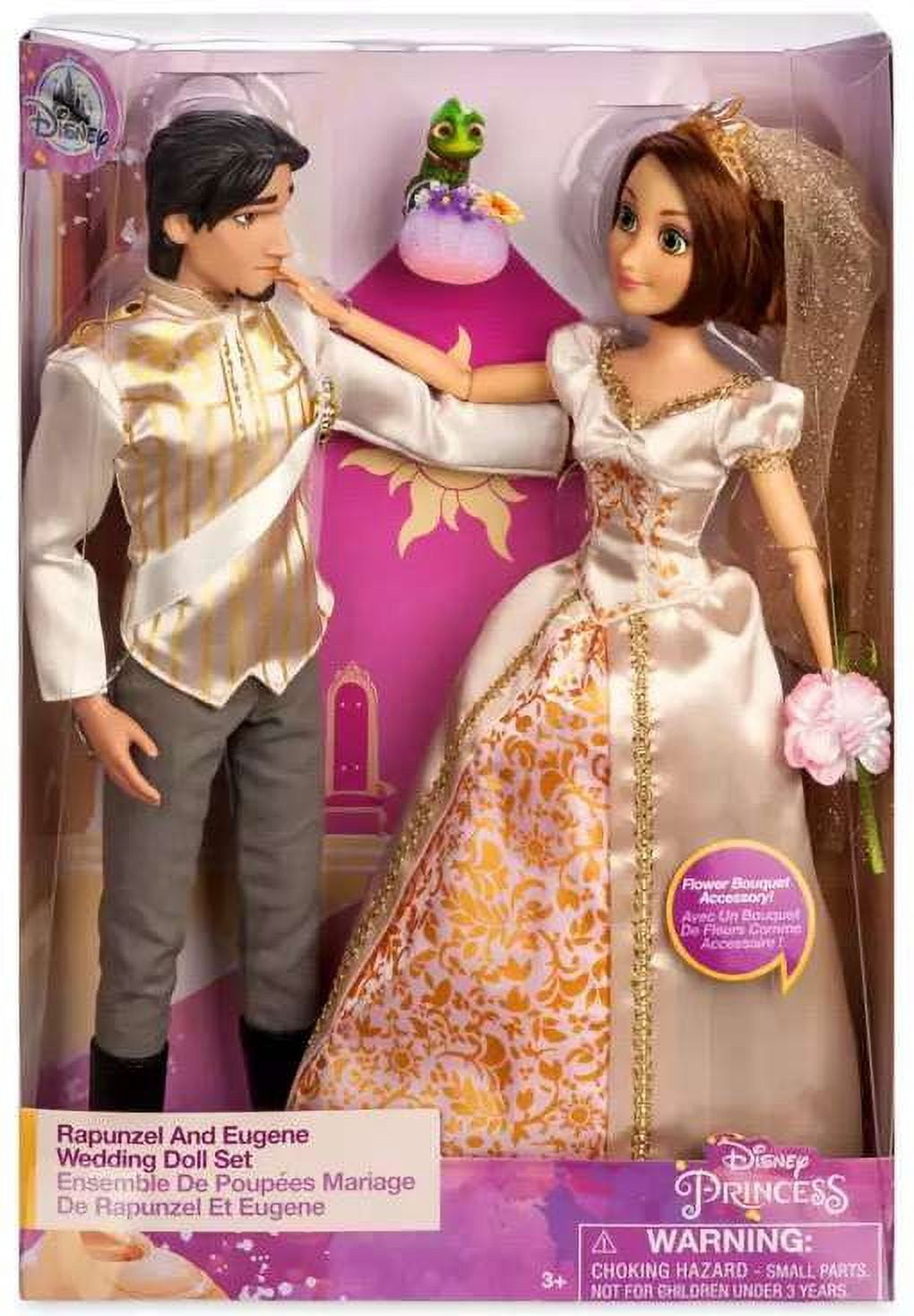 Rapunzel and Eugene Wedding Doll Set with Satin Gown
