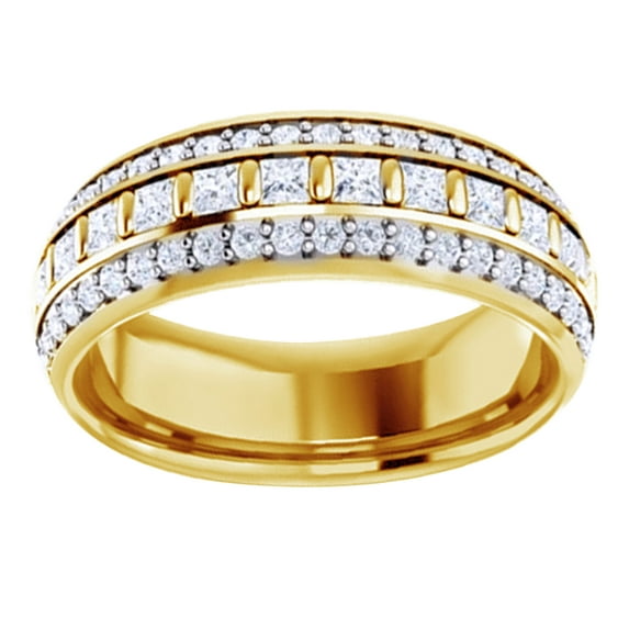 AFFY Princess & White Natural Diamond Eternity Band Ring In 14K Yellow Gold (1.75 Cttw)