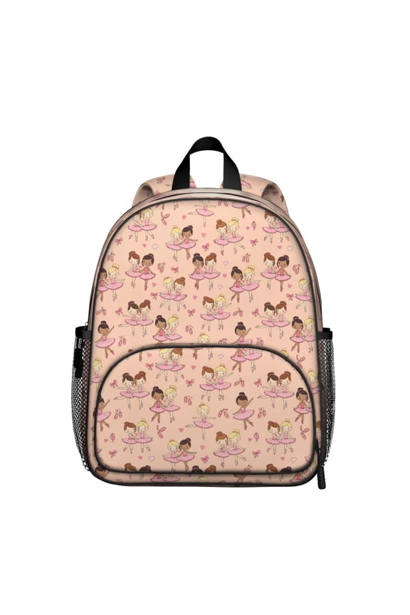 Princess and Ballerina Pink Pattern Backpack for School, Cute School Bag with Adjustable Shoulder Straps and Padded Back, 13.8"x11.4"x6"