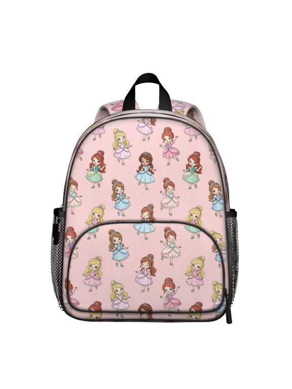 Princess and Ballerina Pink Pattern Backpack for School, Cute School Bag with Adjustable Shoulder Straps and Padded Back, 13.8"x11.4"x6"