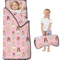 thumbnail image 1 of Princess and Ballerina Pink Pattern Teens Toddler Nap Mat with Pillow, Sleeping Mat Bag for Preschool Daycare 59"x22", 1 of 6