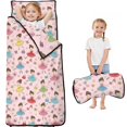 thumbnail image 1 of Princess and Ballerina Pink Pattern Teens Toddler Nap Mat with Pillow, Sleeping Mat Bag for Preschool Daycare 60"x20", 1 of 6
