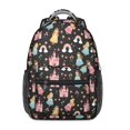 thumbnail image 1 of Princess and Castle Black Pattern Backpack for School, Cute School Bag with Adjustable Shoulder Straps and Padded Back, 15.3"x11"x6.7", 1 of 5