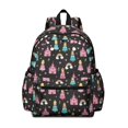 thumbnail image 1 of Princess and Castle Black Pattern Cute School Backpack with Padded Back and Adjustable Shoulder Straps 13.4"x11"x4.7", 1 of 5
