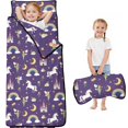 thumbnail image 1 of Princess and Castle Purple Pattern Teens Toddler Nap Mat with Pillow, Sleeping Mat Bag for Preschool Daycare 60"x20", 1 of 6