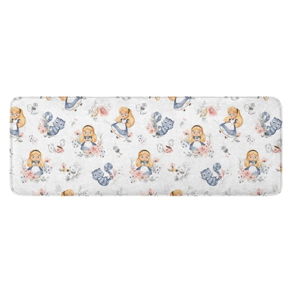 Princess and Cat Pattern Kitchen Rug Mat,Kitchen Runner Rugs Non Skid Washable,Decorative Kitchen Floor Mats for Kitchen,Sink,Laundry,17"x47.2"