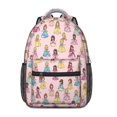 thumbnail image 1 of Princess and Dress Pink Pattern Backpack for School, Cute School Bag with Adjustable Shoulder Straps and Padded Back, 15.3"x11"x6.7", 1 of 5