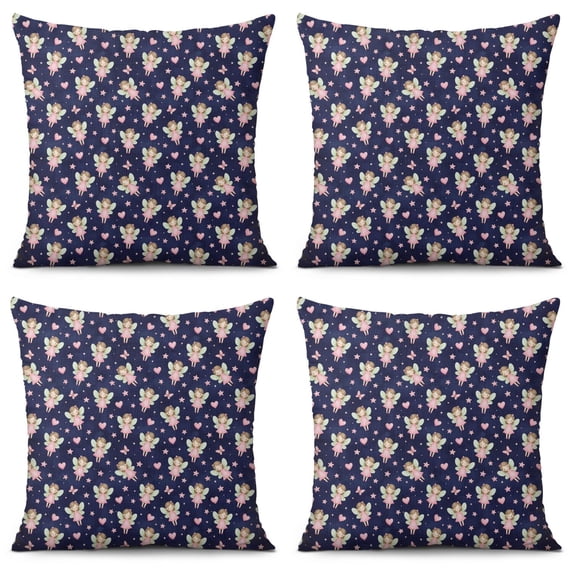 Princess and Fairy Blue Pattern Throw Pillow Covers 16