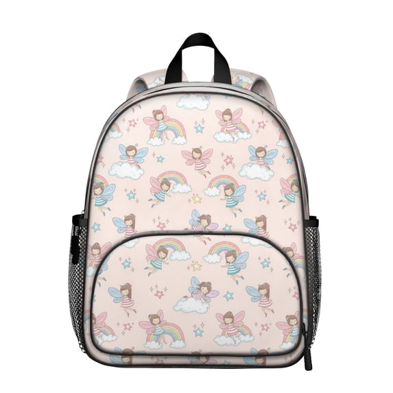 Princess and Fairy Pink Pattern Backpack for School, Cute School Bag with Adjustable Shoulder Straps and Padded Back, 13.8"x11.4"x6"