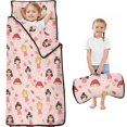 thumbnail image 1 of Princess and Fairy Pink Pattern Teens Toddler Nap Mat with Pillow, Sleeping Mat Bag for Preschool Daycare 59"x22", 1 of 4