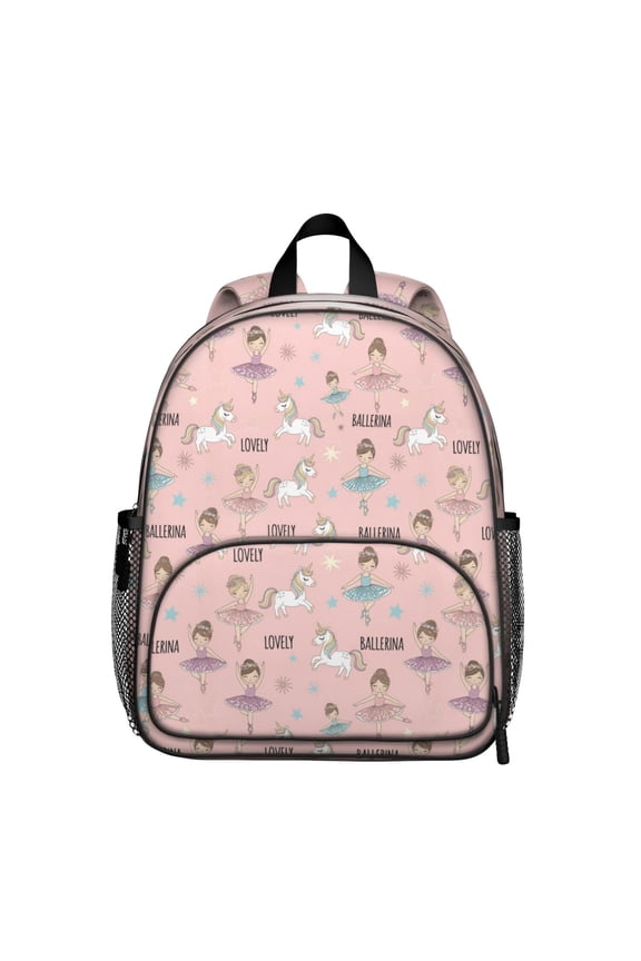 Princess and Fairy White Pattern Backpack for School, Cute School Bag with Adjustable Shoulder Straps and Padded Back, 13.8"x11.4"x6"