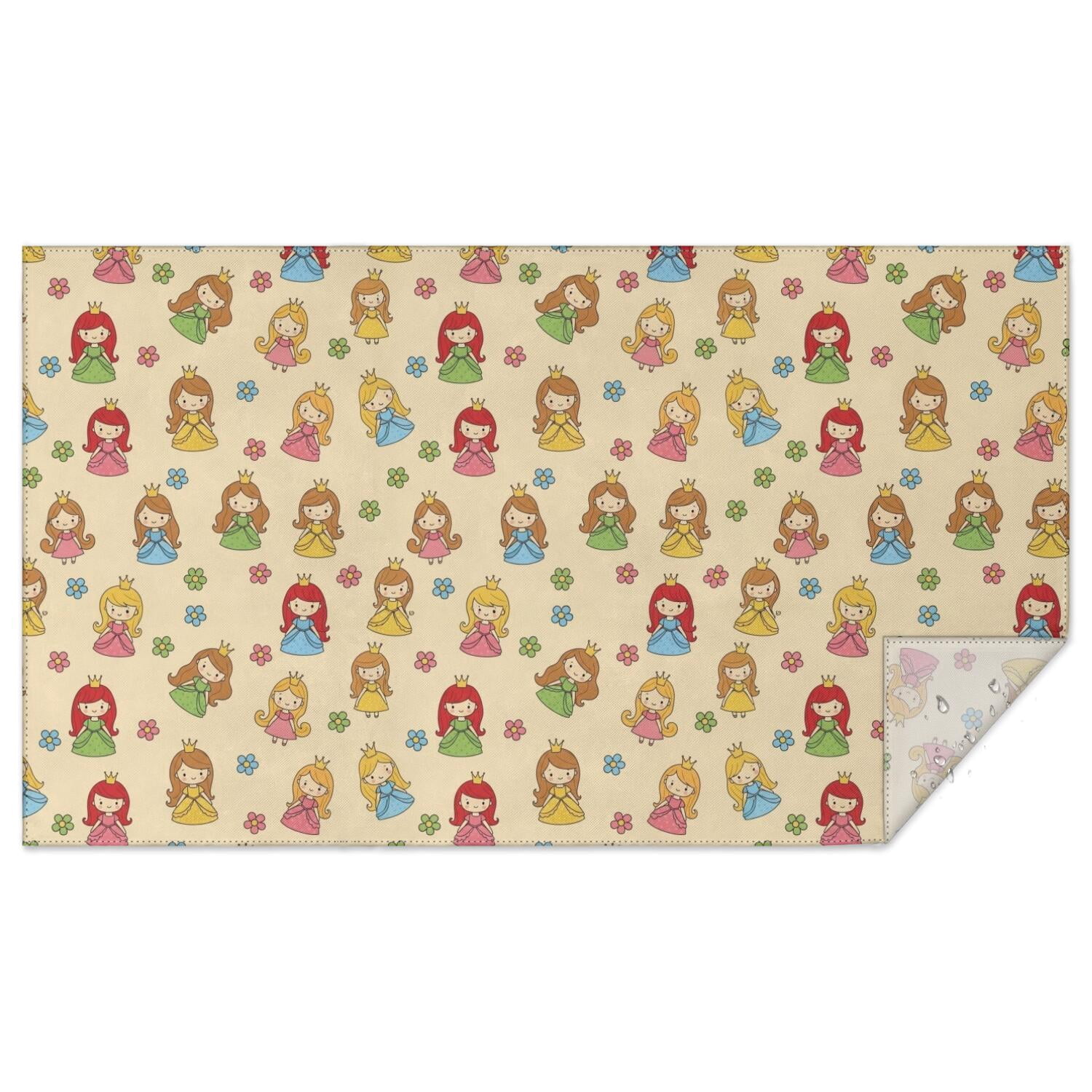 Princess and Flower Beige Pattern Waterproof Tablecloth, Rectangular ...
