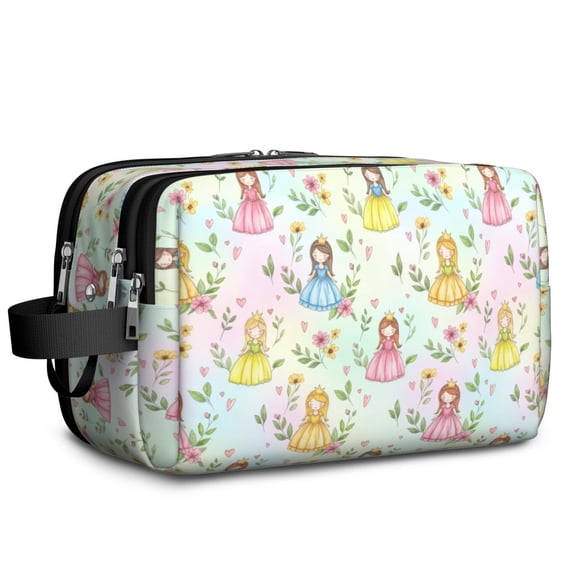 Princess and Flower Green Pattern Travel Toiletry Bag, Dopp Kit with ...
