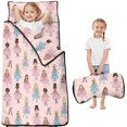 thumbnail image 1 of Princess and Girl Pink Pattern Teens Toddler Nap Mat with Pillow, Sleeping Mat Bag for Preschool Daycare 51"x22", 1 of 4