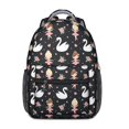 thumbnail image 1 of Princess and Swan Black Pattern Backpack for School, Cute School Bag with Adjustable Shoulder Straps and Padded Back, 15.3"x11"x6.7", 1 of 5