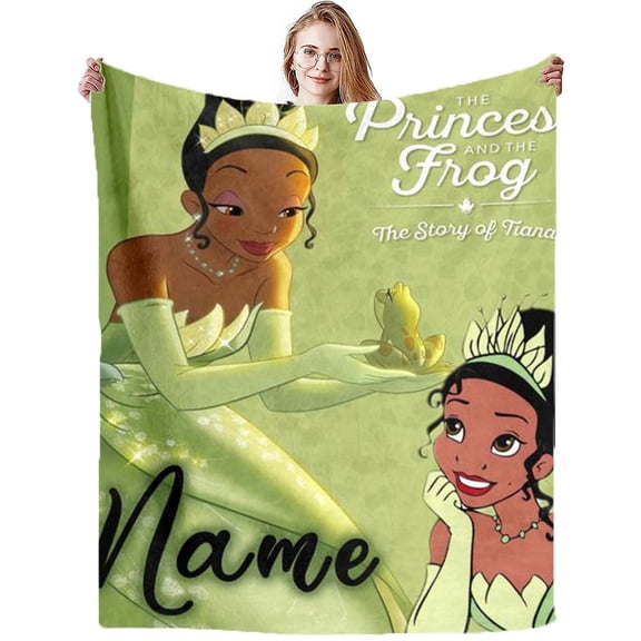 Princess and The Frog Flannel Blanket,Colorful Cartoon Tiana Blankets for Boys Girls Lightweight Flannel Bed Decor Gifts