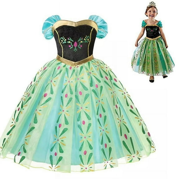 Princess anna Dress up Costume for Little Girl Baby Birthday Dress