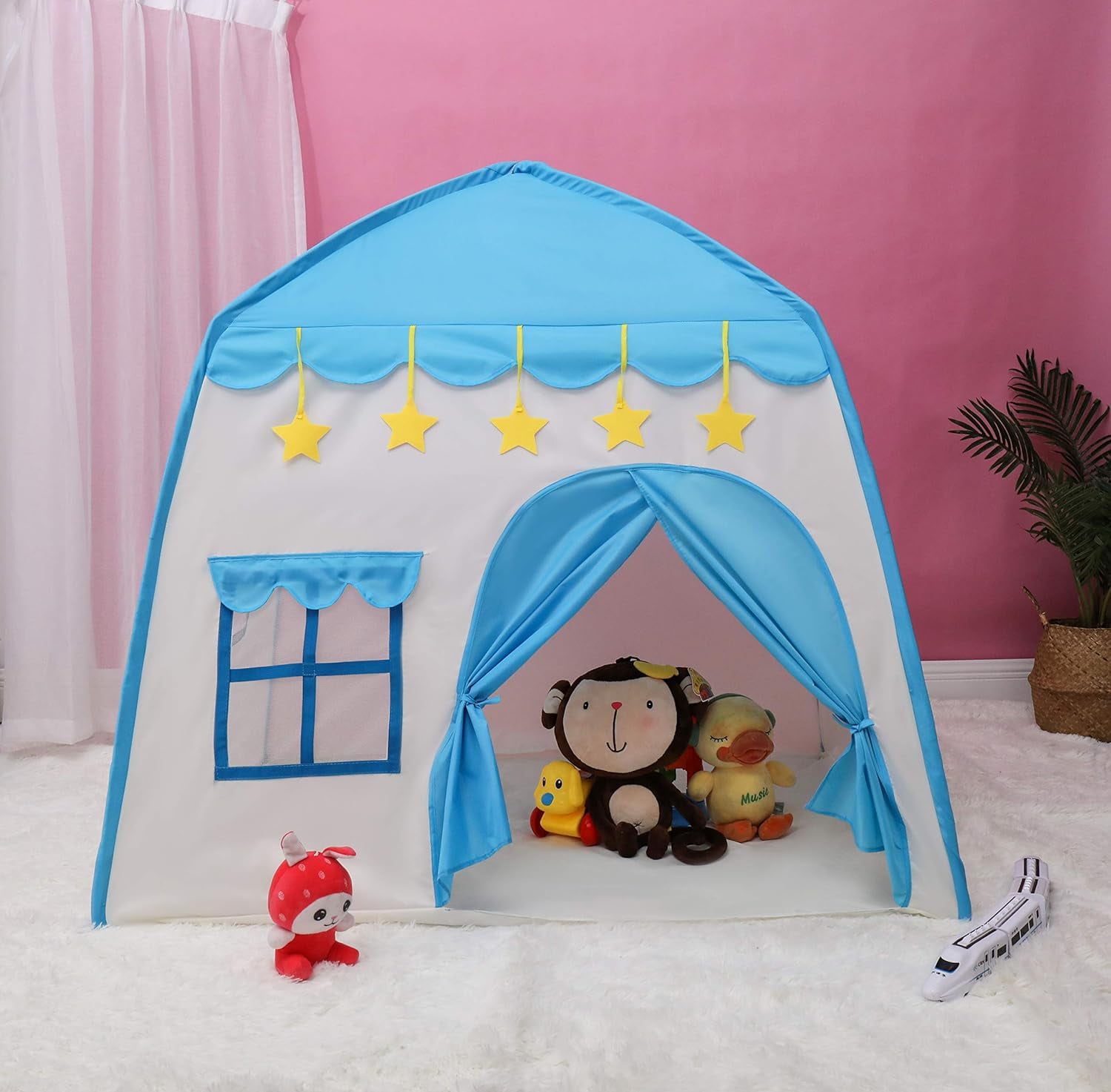 Princess castle play tent, Kids Teepee Tent, Large Children Playhouse, Oxford Fabric Children Playhouse for Indoor Outdoor with Carry Bag, Playhouse Boys & Girls Birthday Gift