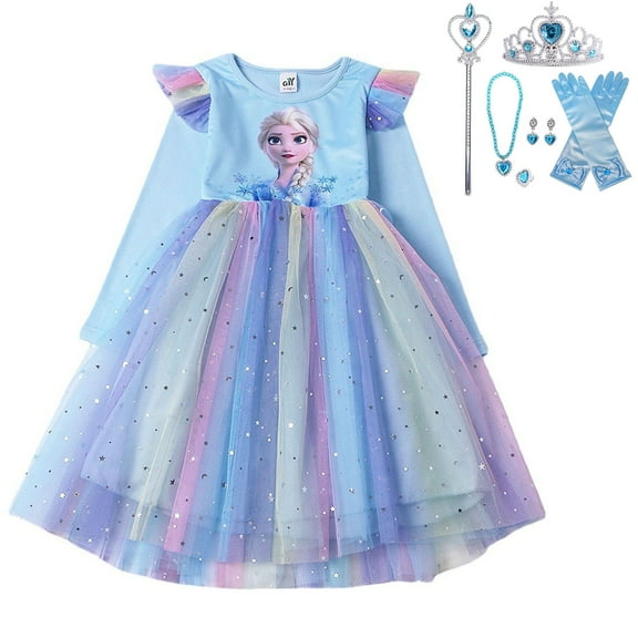 Princess elsa Dress Up for Little Girls Birthday Dresses Party Christmas Costumes