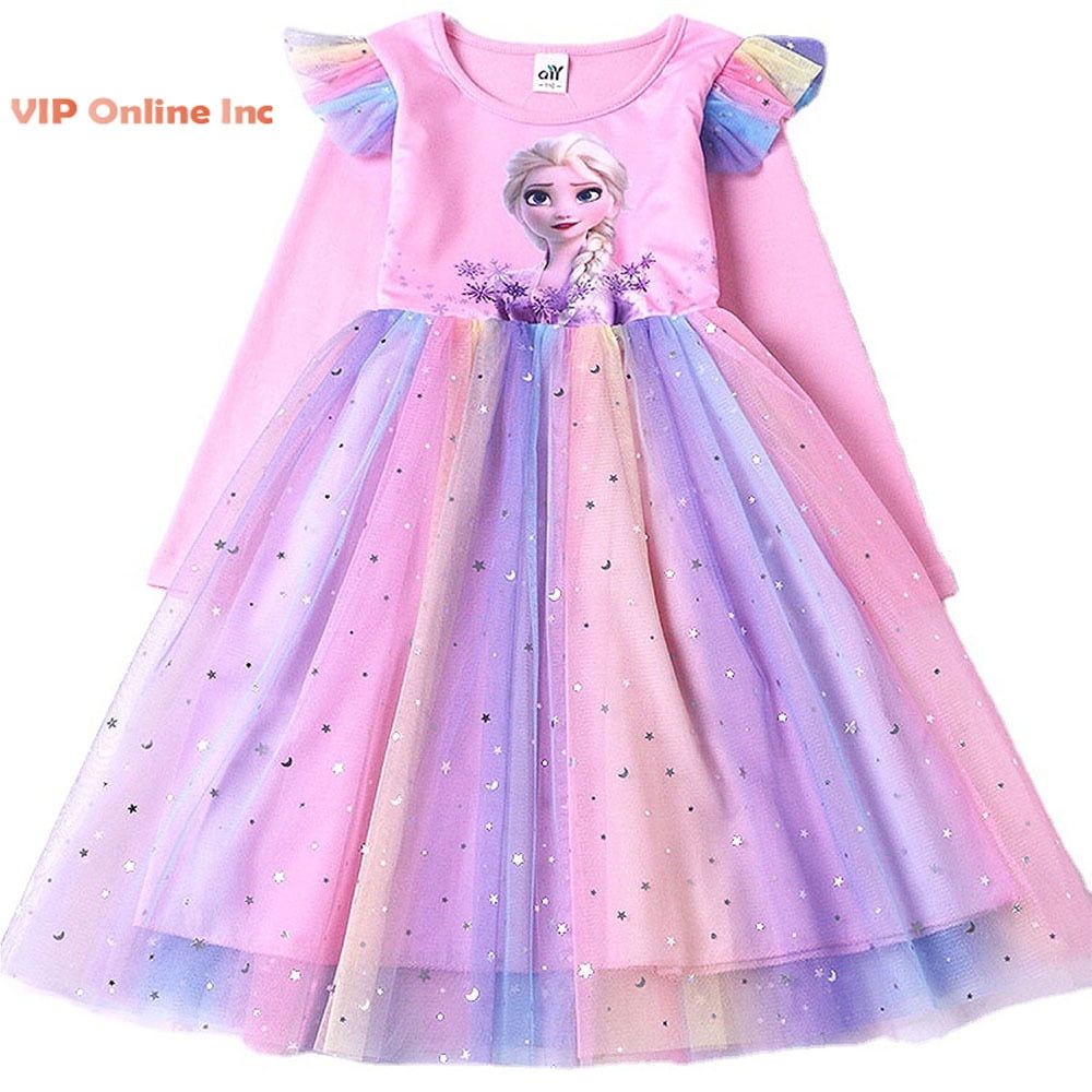 Princess elsa Dress Up for Little Girls Birthday Dresses Party Christmas  Costumes