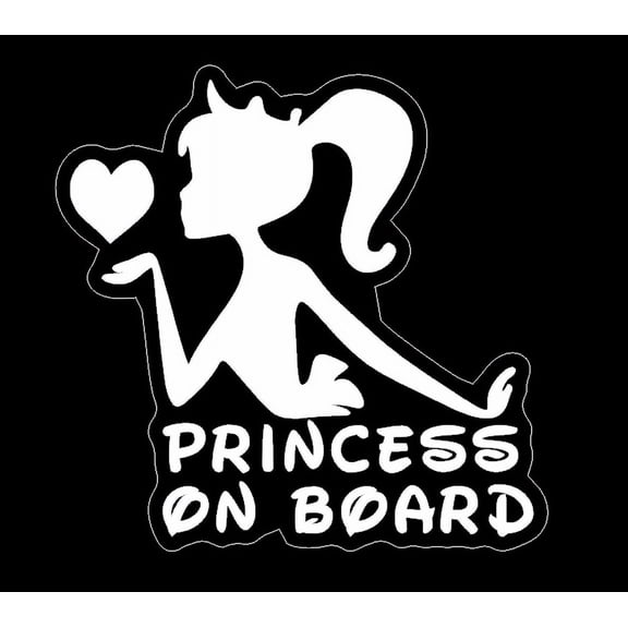 Princess on Board Car Decal Cute Little Princess Fairy Tale Car Sticker for Vehicle Window Bumper Vinyl, 1PC