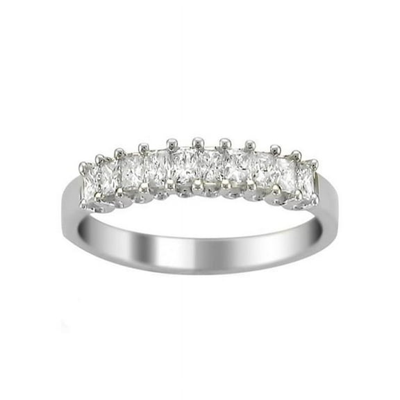 Princess prong set Diamond Wedding Ring Band in White Gold