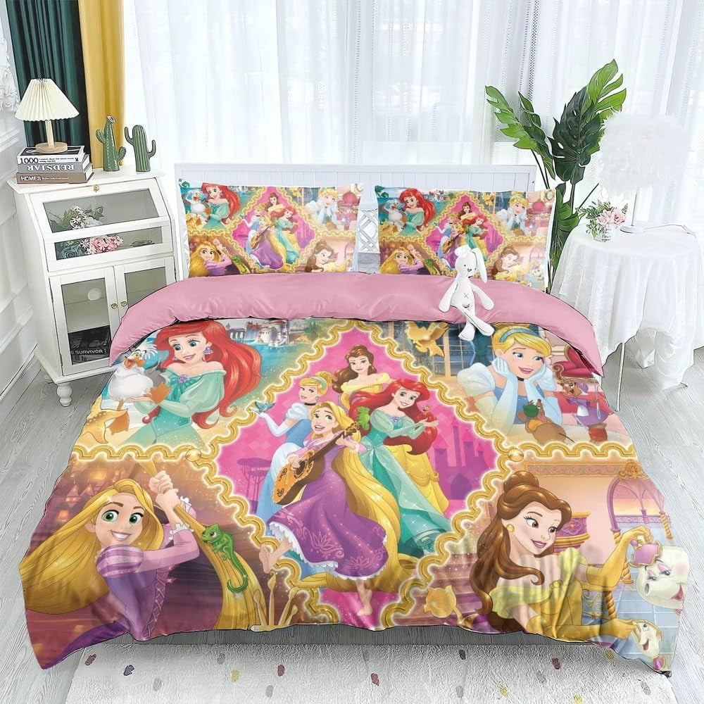 Princess series 3D digital printing threepiece bedding setPrincess