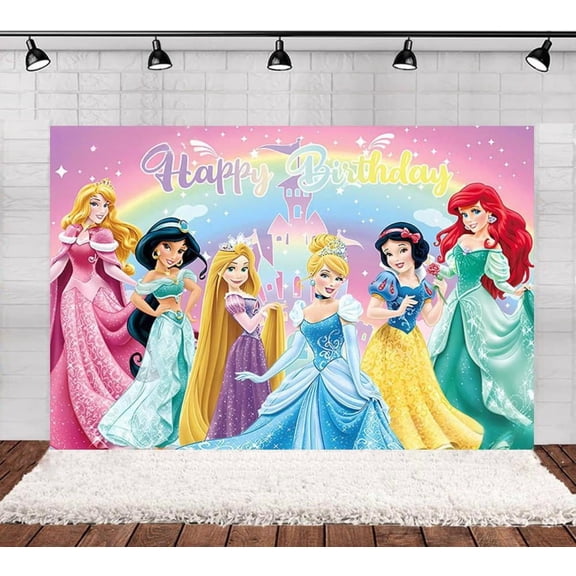 Princess theme birthday backdrop, 6040 Inch princess theme backdrop, children's party supplies happy birthday party decorations