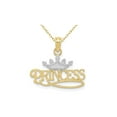 thumbnail image 1 of Gem & Harmony Princess with Crown Pendant Necklace in 10K Yellow Gold for Women, 1 of 5