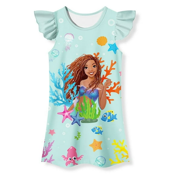 Princesses Toddler Girls Pajama Nightgown Mermaid Nightdress,Sizes 3T-8T