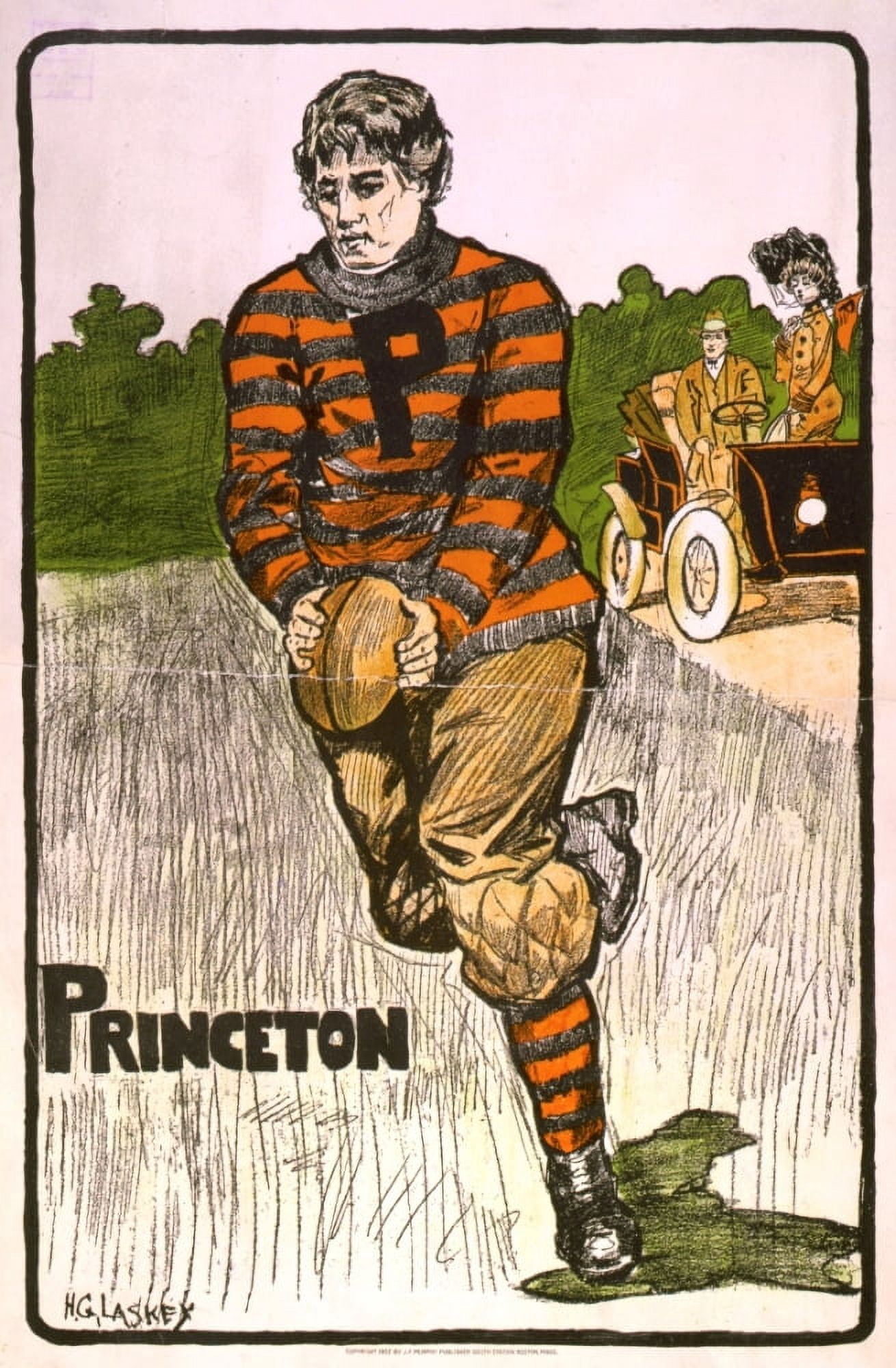 Princeton American Football player c1902 Canvas Art - HG Laskey (18 x 24)