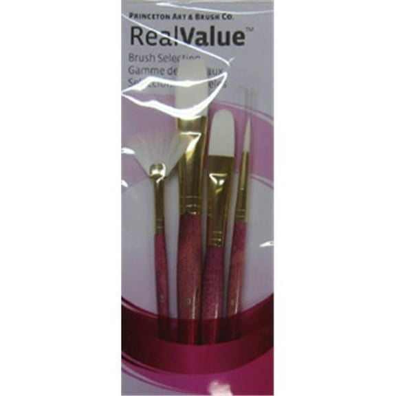 Princeton Brush 9182 Real Value Short Handle Set, Synthetic Golden Taklon - Set Of 4