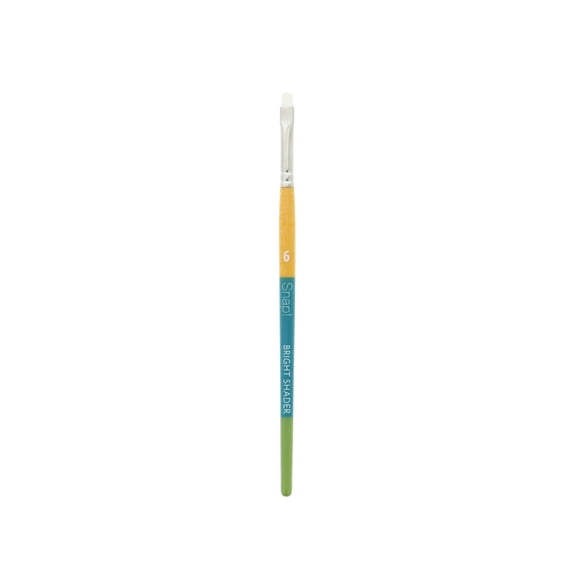 Princeton Brush Snap Short Handle White Nylon Taklon Brush, Bright, Shader, 6